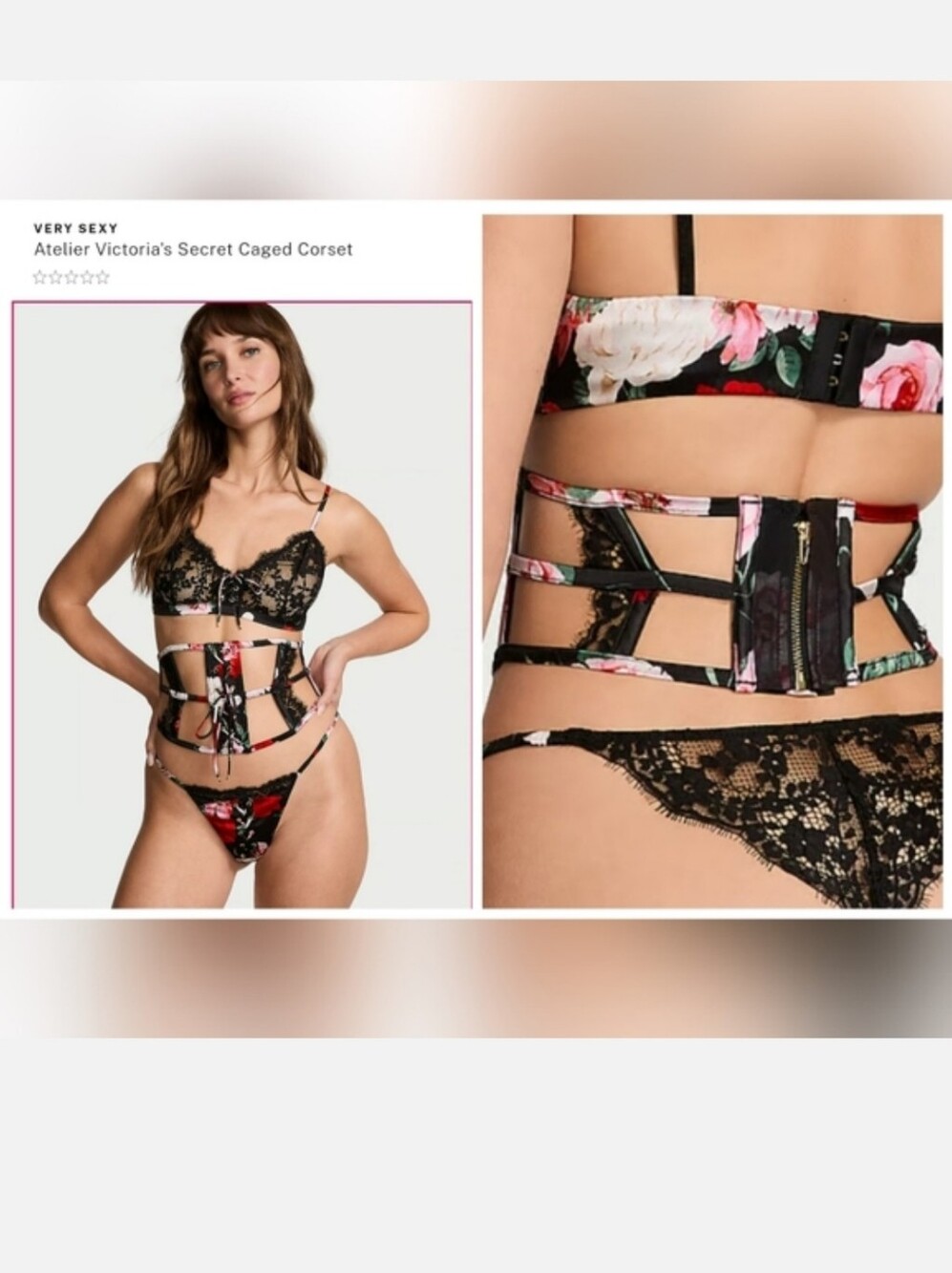 Victoria's secret luxe stretch silk VERY SEXY Atelier Caged Corset waist Cincher